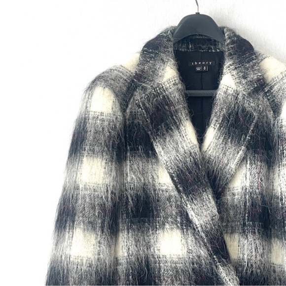 Theory Black and White Plaid Coat - Picture 4 of 12